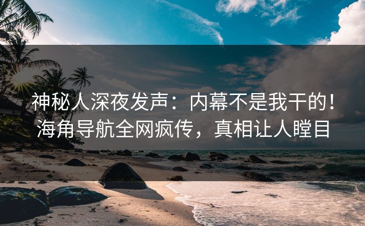 神秘人深夜发声：内幕不是我干的！海角导航全网疯传，真相让人瞠目