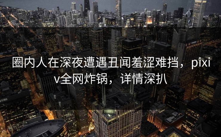 圈内人在深夜遭遇丑闻羞涩难挡，pixiv全网炸锅，详情深扒