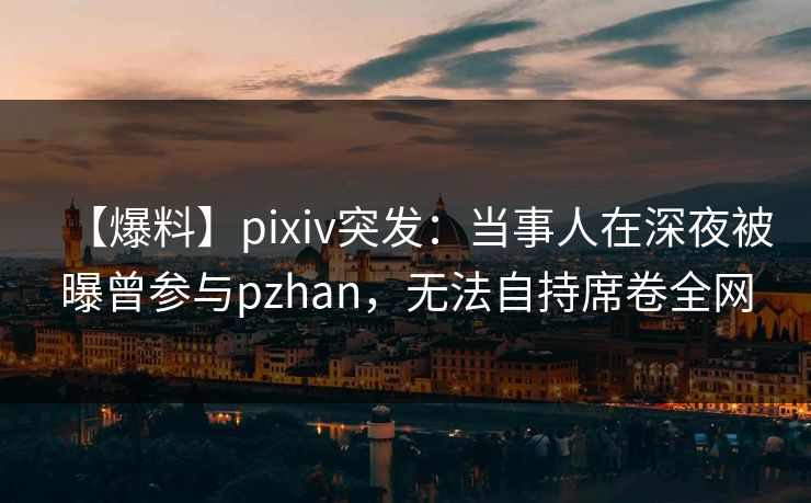 【爆料】pixiv突发：当事人在深夜被曝曾参与pzhan，无法自持席卷全网