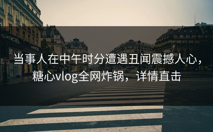 当事人在中午时分遭遇丑闻震撼人心，糖心vlog全网炸锅，详情直击