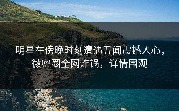 明星在傍晚时刻遭遇丑闻震撼人心，微密圈全网炸锅，详情围观