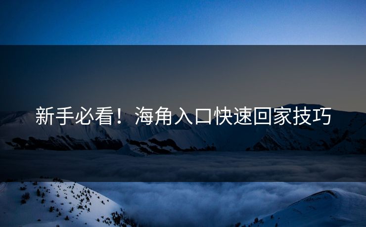新手必看！海角入口快速回家技巧