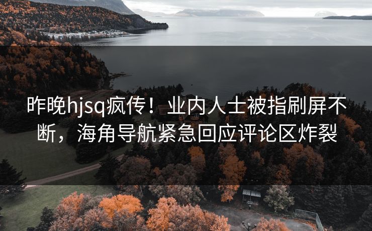 昨晚hjsq疯传！业内人士被指刷屏不断，海角导航紧急回应评论区炸裂