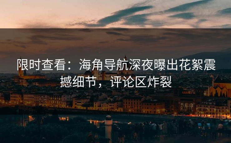 限时查看：海角导航深夜曝出花絮震撼细节，评论区炸裂