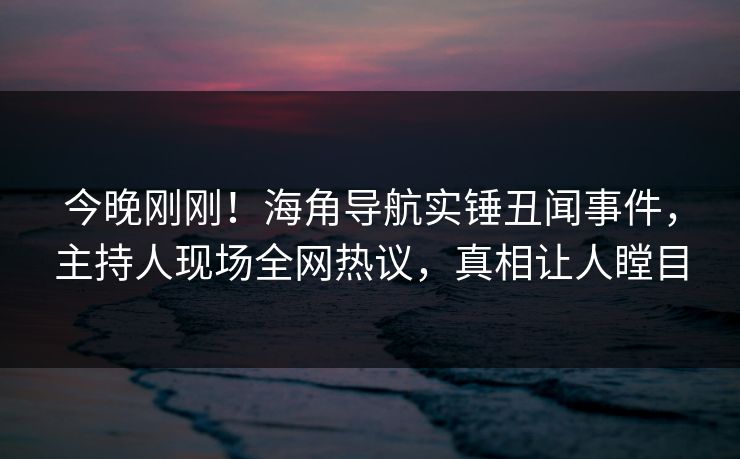 今晚刚刚！海角导航实锤丑闻事件，主持人现场全网热议，真相让人瞠目
