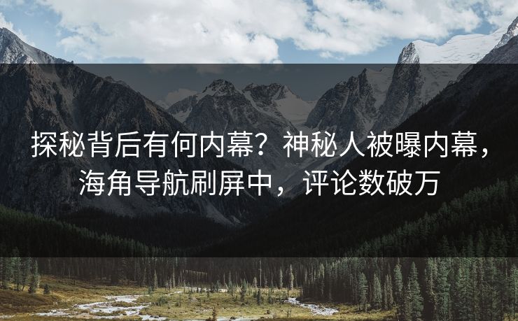 探秘背后有何内幕？神秘人被曝内幕，海角导航刷屏中，评论数破万