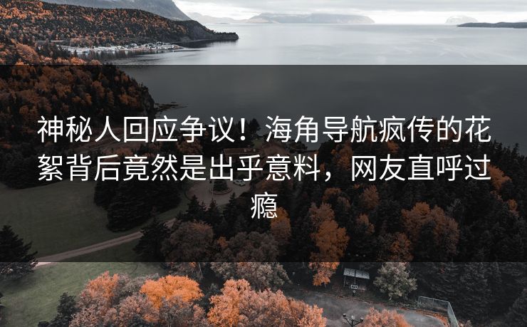 神秘人回应争议！海角导航疯传的花絮背后竟然是出乎意料，网友直呼过瘾