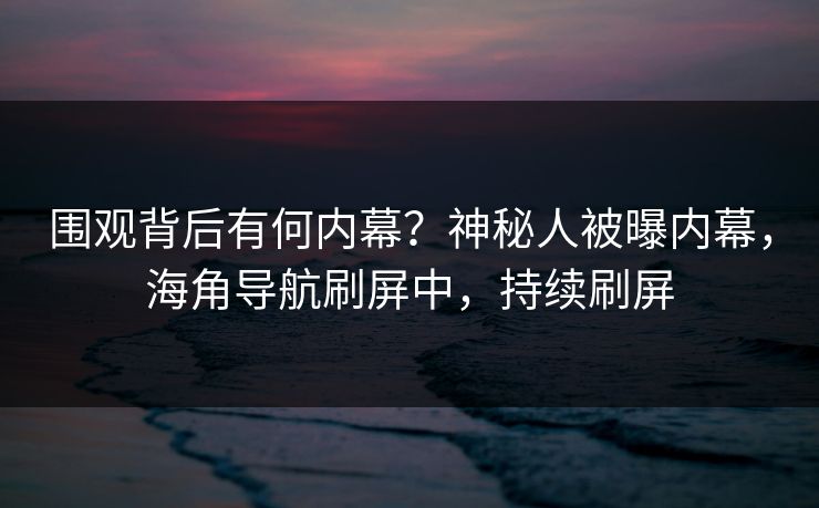 围观背后有何内幕？神秘人被曝内幕，海角导航刷屏中，持续刷屏