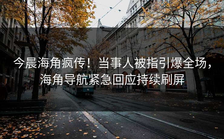 今晨海角疯传！当事人被指引爆全场，海角导航紧急回应持续刷屏