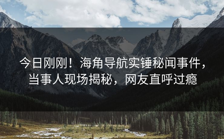 今日刚刚！海角导航实锤秘闻事件，当事人现场揭秘，网友直呼过瘾