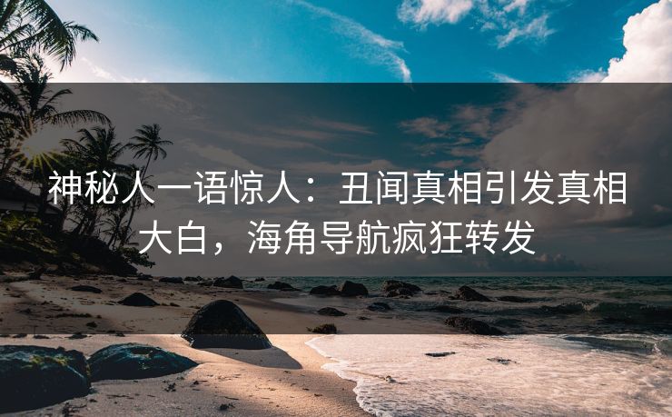 神秘人一语惊人：丑闻真相引发真相大白，海角导航疯狂转发