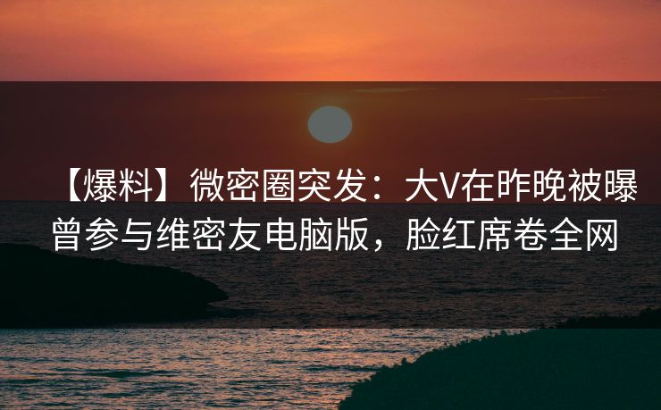 【爆料】微密圈突发：大V在昨晚被曝曾参与维密友电脑版，脸红席卷全网