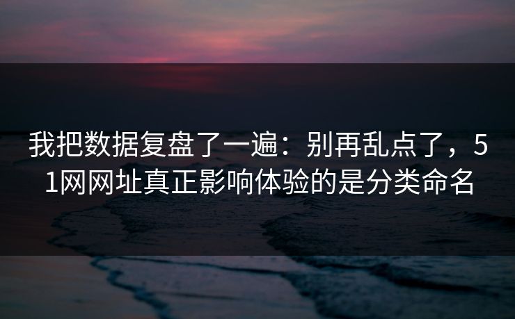 我把数据复盘了一遍:别再乱点了,51网网址真正影响体验的是分类命名 我把数据复盘了一遍:别再乱点了,51网网址真正影响体验的是分类命名